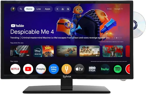 Vista 12 de SYLVOX 22" 12V/24V Smart RV TV con Google TV y reproductor de DVD