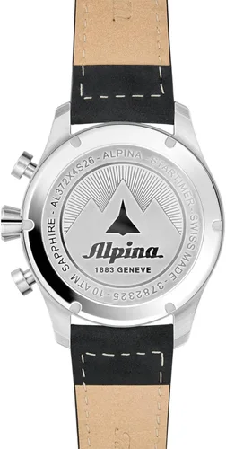 Vista 3 de Alpina Mens Startimer Chornograph Swiss Quartz Big Date Stainless Steel with Leather Strap Watch