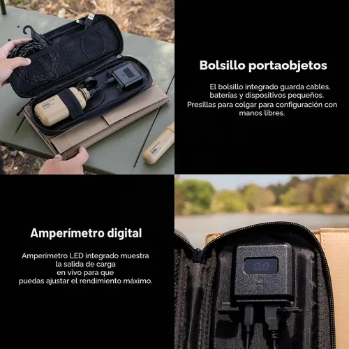 Vista 6 de NESTOUT Panel solar portátil, puertos USB-C y USB-A, cargador solar de 14 W para campamento, nailon Ripstop repelente al agua, diseño compacto