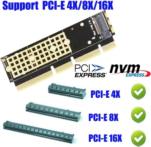 Vista 6 de HLT Adaptador M.2 NGFF NVMe SSD a PCIE 3.0 X16/X8/X4 para servidor 1U/2U y PC de bajo perfil
