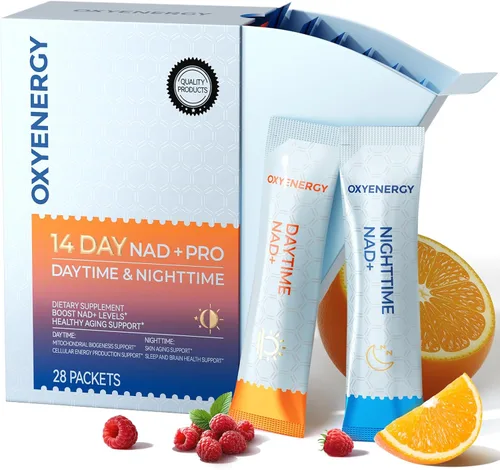 Vista 2 de OxyEnergy Suplemento NAD Anti-Envejecimiento y Renovación Celular, 28 paquetes y Complejo Triple Magnesio, Glicinato de Magnesio 300mg 90 Cápsulas