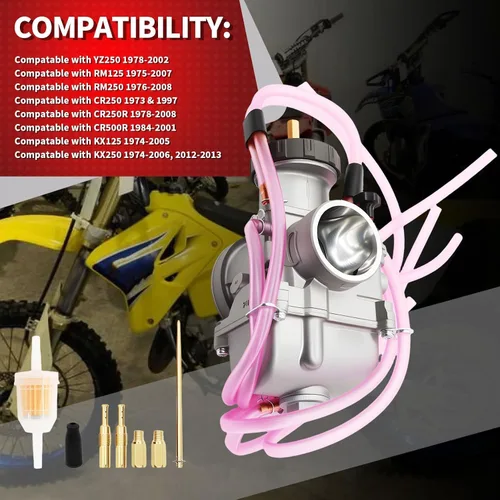 Vista 2 de Kit de Reemplazo de Carburador Nakkaa para RM125 RM250 CR250 CR250R CR500R KX125 KX250 YZ250 Motores de ATV Carburador PWK38 38MM 1978-2002