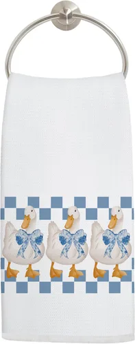 Vista 8 de Coquette - Toallas de cocina de ganso floral con lazo azul, toallas de mano para decoración de baño, bonito paño de cocina para decoración