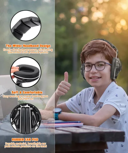 Vista 3 de ZOHAN 032 - Auriculares con cancelación de ruido para niños, 25 dB, NRR, orejeras de protección de oídos para niños, para escuela, Monster Jam