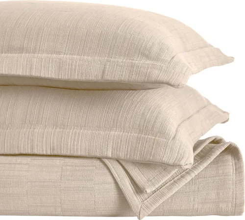 Vista 2 de Superior Juego de colcha y funda de algodón de 3 piezas, decoración de cama para el hogar, colcha decorativa, 2 fundas de almohada, peso medio