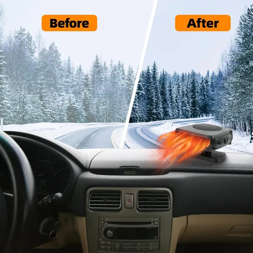 Vista 7 de Calentador de coche, 12V 200W potente descongelador portátil, nueva mejora 2026 de calentador y ventilador de enfriamiento 2 en 1 con rotación