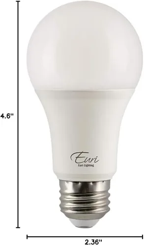 Vista 7 de Euri Lighting EA19-15W2020e, LED A19 15 W (equivalente a 100 W), 1600 lm, regulable, base E26 de 2700 K (blanco cálido) totalmente cerrada