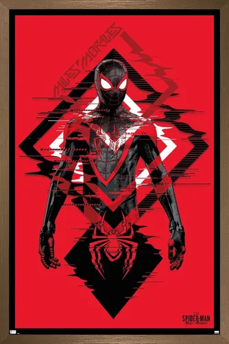 Vista 16 de Trends International Marvel's Spider-Man: Miles Morales - Póster de pared de traje, 14.725 x 22.375 pulgadas, versión enmarcada de madera de granero