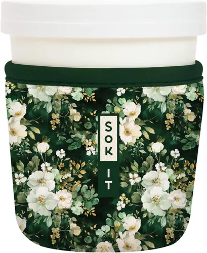 Vista 141 de Sok It IceCreamSok - Funda de neopreno aislada (flores abstractas, pintas de helado cónicas)