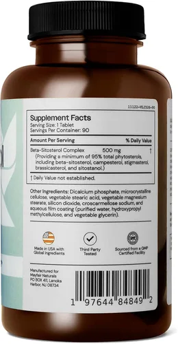 Vista 3 de Complejo beta sitosterol, 500 mg, de origen vegetal, 90 tabletas, suplemento de apoyo integral