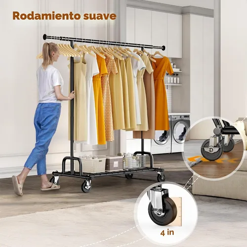 Vista 2 de HOKEEPER Perchero de Ropa Plegable Perchero de Ropa Plegable Capacidad 525 LBS Percheros de Ropa con Ruedas Resistente Perchero Rodante para Colgar