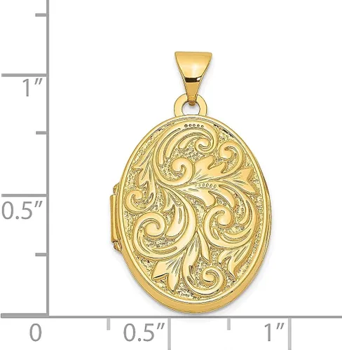Vista 5 de Collar de cadena con dije de oro amarillo de 14 quilates con texto en inglés Love You Always Swirl reversible con foto con cadena que sostiene fotos