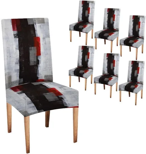 Vista 140 de TOMWISH Juego de 2 fundas para sillas de comedor, color turquesa y gris, fundas elásticas para sillas Parsons, de elastano, lavables, protectores
