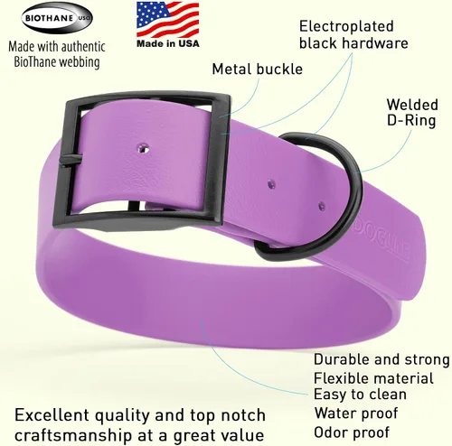 Vista 434 de Dogline Biothane - Collar impermeable para perro con hebilla de liberación rápida, resistente cincha de nailon recubierta con resistente y a prueba