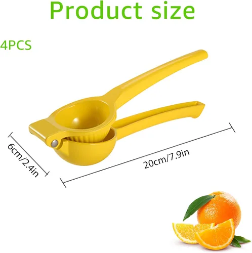 Vista 2 de Exprimidor de limón de 4 piezas, prensa de mano de aleación de aluminio, exprimidor manual de cítricos, exprimidor de lima multiusos para cocina