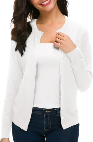 Vista 3 de Urban CoCo Suéter de punto de manga larga con cuello redondo y botones para mujer