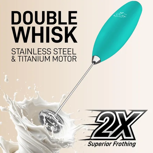 Vista 597 de Zulay Milk Boss Espumador de leche potente manual, hace espuma para latte, batidor para mezclar bebidas, café, miniespumador para capuchino, frappé