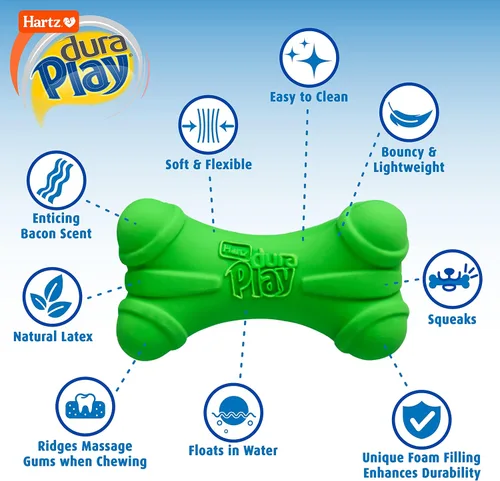 Vista 2 de Hartz DuraPlay Bone - Juguete chirriante de látex para perro, grande, paquete de 3
