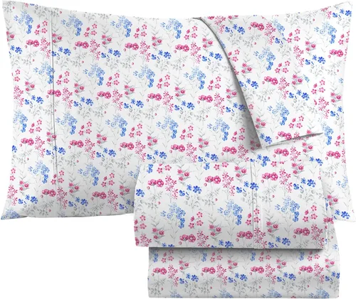 Vista 9 de KACEMOO Juego de sábanas Queen de 4 piezas con estampado floral beige, juego de sábanas bohemias de microfibra con bolsillo profundo, lujosas Beige