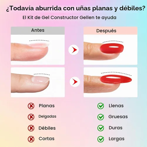 Vista 4 de GELLEN Gel constructor para uñas - Gel duro 10 en 1 para esculpir la Azul Amarillo Rojo Verde