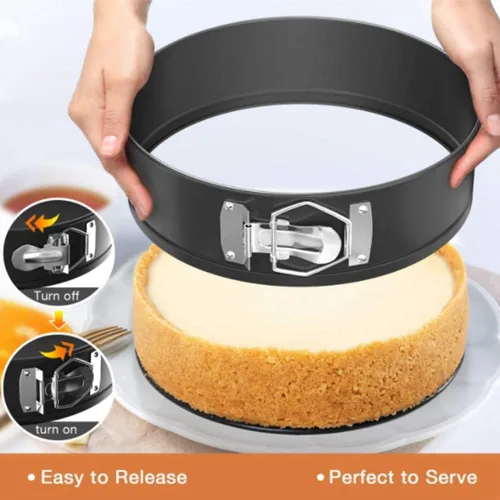 Vista 2 de Utoolmart Springform - Juego de moldes para tartas de queso de acero al carbono, antiadherentes, de 4 pulgadas, 7 pulgadas, 9 pulgadas, a prueba