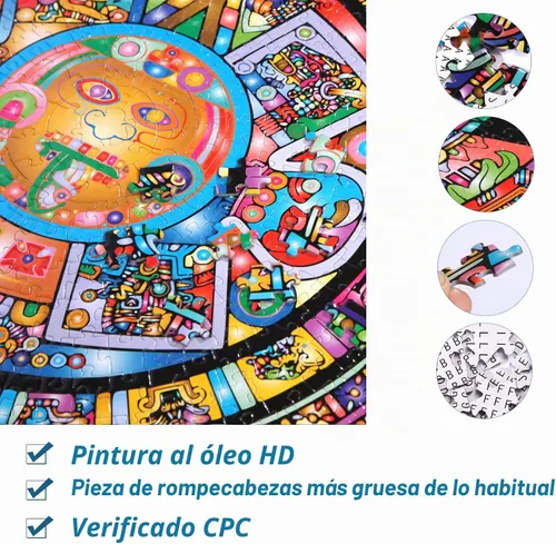 Vista 6 de Bgraamiens Puzzle-Aztec Totem - Rompecabezas redondo de 1000 piezas para adultos (Tótem azteca)