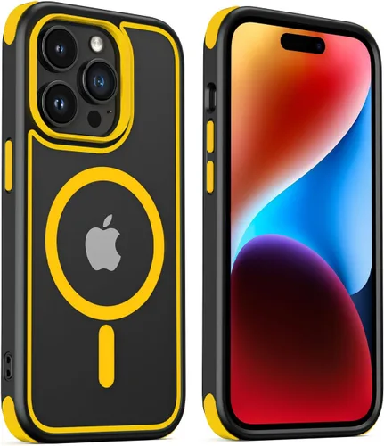 Vista 24 de Mobnano Funda para iPhone 13 Pro, compatible con MagSafe, funda transparente con anillo magnético, diseño multicolor protector a prueba de golpes