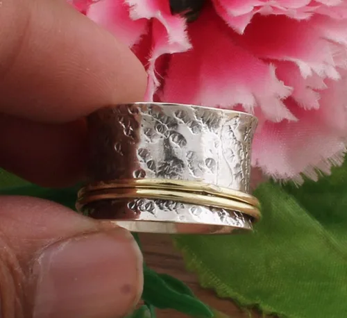 Vista 23 de Boho Spinner Ring, Mothers Day Gift, Silver 925 Women Ring, Sterling Silver 925 Ring, Fidget Spinner Ring,Women Silver Anxiety Ring