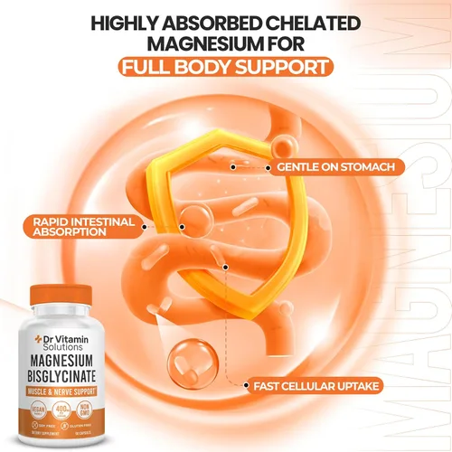 Vista 7 de Glicinato de magnesio 400 mg (quelato de bisglicinato de magnesio tamponado) Magnesio quelado Albion® para apoyo muscular y nervioso + calma