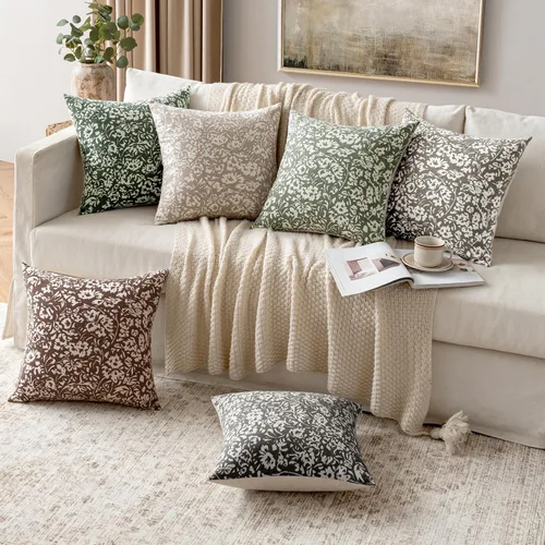 Vista 4 de MIULEE Juego de 1 funda de almohada floral de 12 x 20 pulgadas, fundas de almohada decorativas de lino neutro para sofá y sillón, sala de estar