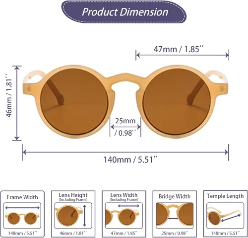 Vista 4 de Xpectrum Gafas de sol ligeras unisex pequeñas redondas hippie, marco de plástico circular, estilo retro Lennon, gafas bohemias