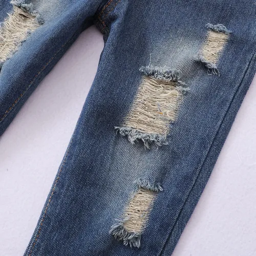 Vista 7 de XUANHAO Ropa de bebé niña de 12, 18 y 24 meses, trajes para niñas pequeñas, ropa de mezclilla con volantes, pantalones de mezclilla rasgados