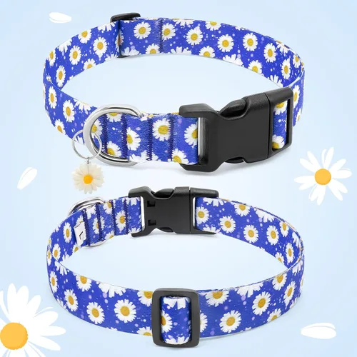 Vista 5 de Collares florales para perros grandes, collares suaves y lindos para perros y niñas, collar de flores bonitas con dijes de margaritas, regalo