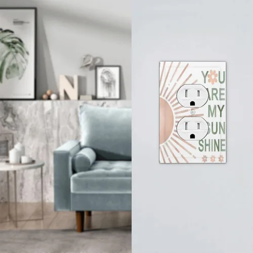 Vista 7 de Cubiertas de Placas de Pared Dúplex Individual con Sol Minimalista Moderno de Palabras Inspiradoras Abstractas Boho, Cubierta de Interruptor de Luz