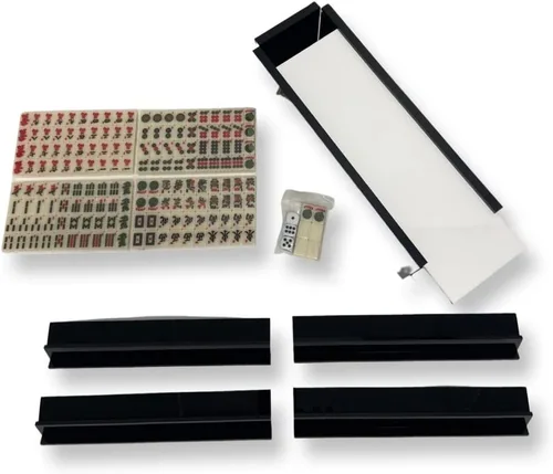 Vista 7 de Ready Covers Lucite Mahjong - Juego de azulejos, soportes y caja de almacenamiento de acrílico incluidos (cubierta de mármol blanco transparente)