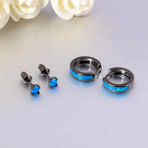 Vista 184 de CiNily Aretes Huggie de ópalo con bisagras, chapados en oro, hipoalergénicos, pequeños aretes de aro para mujeres, adolescentes, niñas, hombres