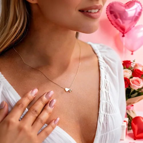Vista 2 de Turandoss Mothers Day Gifts for Mom Wife - Dainty 18K Gold Plated Heart Initial A-Z Pendant Necklace Trendy Jewelry Heart Necklaces Birthday Mothers