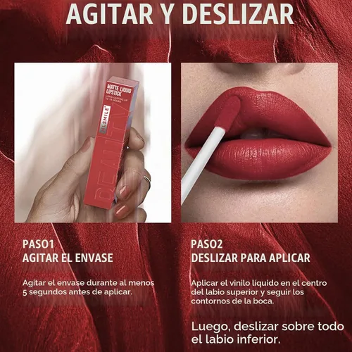 Vista 4 de Juego de lápices labiales líquidos mate de 6 colores, brillo labial suave de terciopelo, impermeable, hidratante, de larga duración, altamente