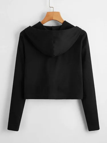 Vista 2 de Milumia Chaqueta corta con capucha y cremallera para mujer sudadera ligera con capucha