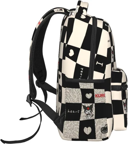 Vista 3 de jipin Lindas mochilas para niñas y mujeres, mochilas de anime, color negro y blanco, bolsa de viaje ligera de dibujos animados, Negro