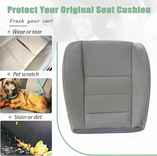 Vista 2 de Priprilod Funda de cuero de repuesto para asiento del lado del conductor y del pasajero, parte inferior y superior, compatible con Ford F250 F350