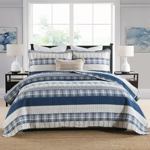 Vista 12 de Juego de ropa de cama con colcha Homzard tamaño individual - Juego de edredón 100% algodón, colcha de cama gris y azul para la cama, ropa de cama