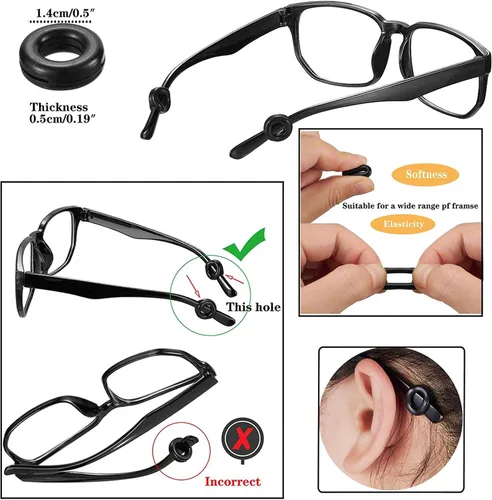 Vista 5 de 34 retenedores de lentes de silicona, soportes para patillas para gafas, protectores antideslizantes, tapones para lentes que se mantienen en su
