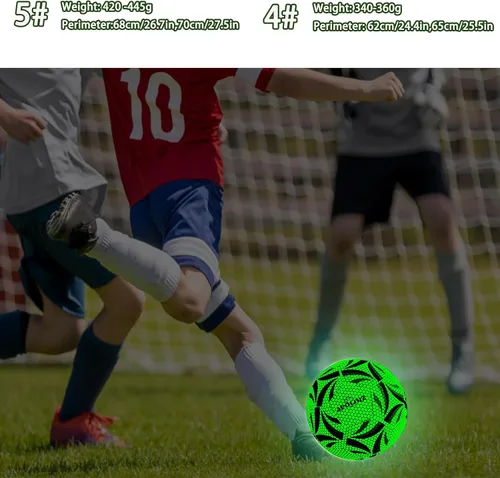 Vista 3 de Pelota de fútbol iluminada, pelota de fútbol que brilla en la oscuridad tamaño 4/5 con bomba, pelotas de fútbol luminosas para juegos de día y noche