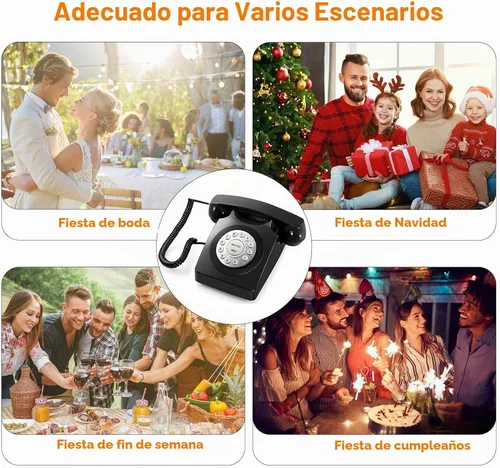 Vista 2 de Libro de invitados de audio retro en forma de teléfono para bodas y eventos - Graba y guarda mensajes de invitados, recargable, fácil de usar