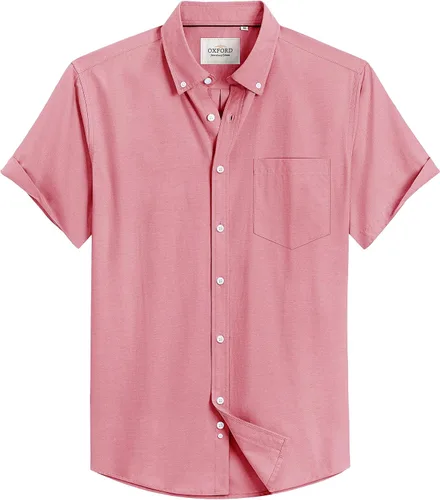 Vista 13 de Alimens & Gentle - Camisa de manga corta Oxford para hombre con ajuste regular, cuello abotonado y bolsillo