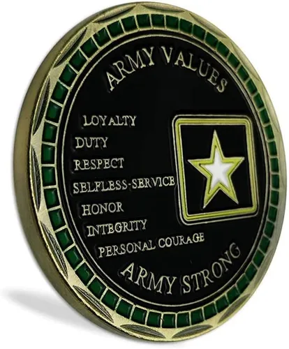Vista 2 de Moneda de desafío de Sello del Ejército de los Estados Unidos con emblema de metal, valores de soldado militar, regalos del ejér