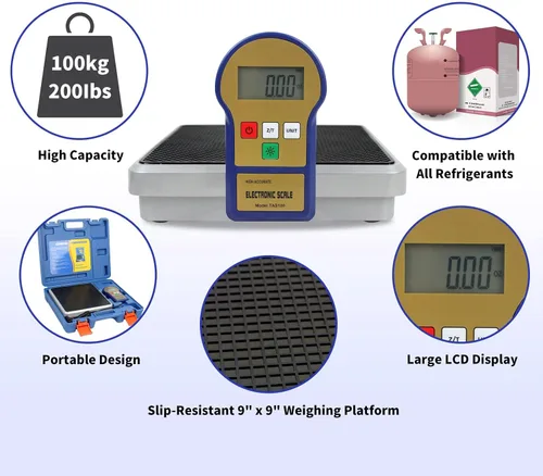 Vista 3 de BACOENG Báscula electrónica digital de carga de refrigerante de 220 libras para recuperación de freón HVAC AUTO AC con apagado automático, luz