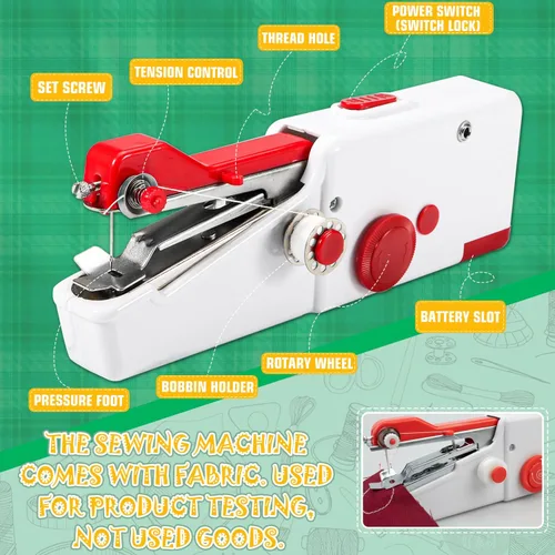 Vista 5 de Nupec Máquina de coser de mano, mini máquina de coser de mano portátil inalámbrica para principiantes, hogar y viajes, reparaciones rápidas