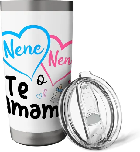 Vista 5 de Nene o Nena Te Amamos Spanish Mexican Gender Reveal - Vaso aislado de acero inoxidable a juego Blanco
